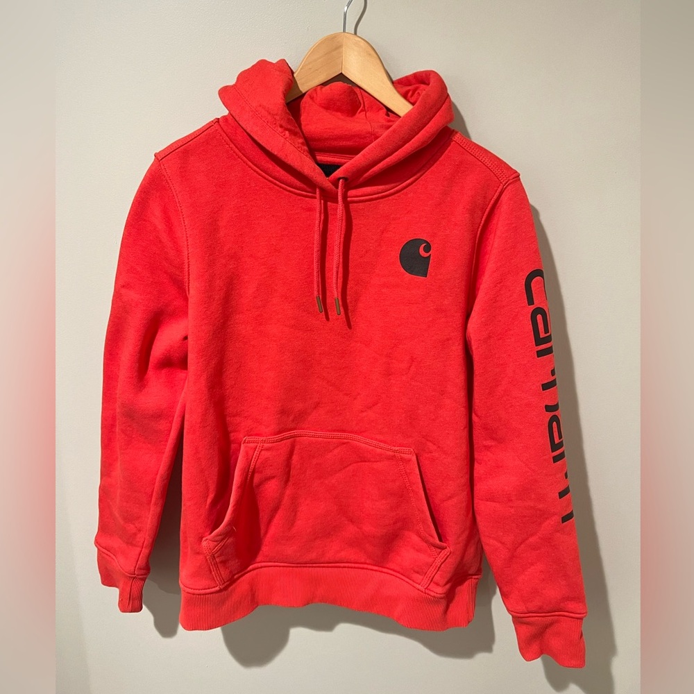 Carhartt Iconic Logo Vibrant Red Hoodie Sweatshirt